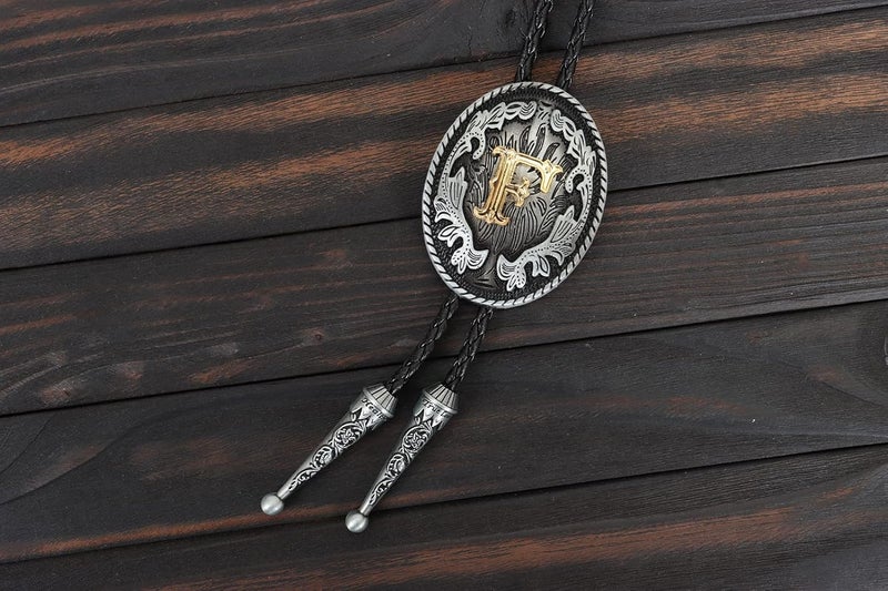 Wentur Bolo Tie for Men - Western Bolo Ties Alphabet Initial Letter ABCDJMR to Z - Western Cowboy Bolo Tie for Women Cowgirl - Image 2